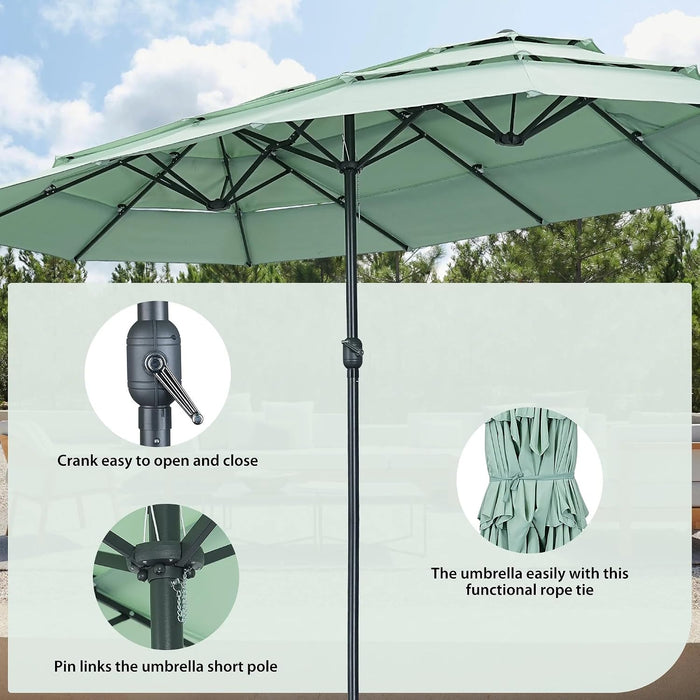 15Ft Large Patio Umbrella, Outdoor Double-Sided Pool Umbrellas