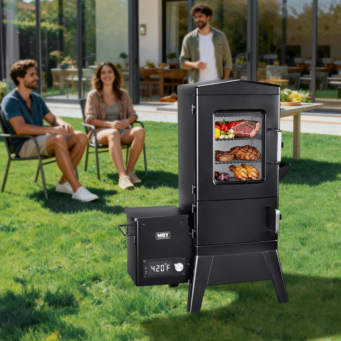 Vertical Pellet Smoker Grill with Digital Temperature Control, 4-Rack Electric BBQ Smoker with Meat Probe & Cover, 616 Sq.In Outdoor Pellet Grill for Smoking Brisket, Ribs, Chicken & Sausage