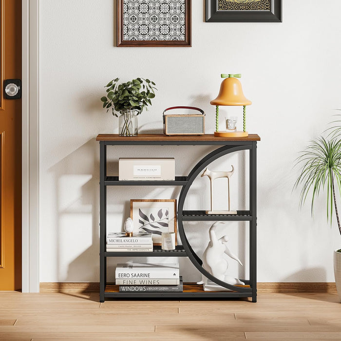 Entryway Table, Narrow Console Table, Industrial Sofa Table with 5 Tier Storage Shelves, Entrance Table for Hallway, behind the Couch, Living Room, Foyer
