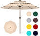 9FT 3-Tier Large Outdoor Patio Umbrella Market Table Umbrella-Uv Resistant,Easy Push Button Tilt and Crank,8 Sturdy Fiberglass Ribs Heavy-Duty Pool Umbrella for Deck,Backyard,Garden,Yard,Beige