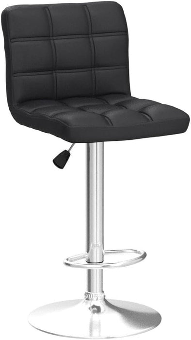 Set of 4 Adjustable Swivel Barstools, Modern PU Leather Kitchen Counter Bar Stools, Square Back Bar Stool