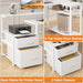 L Shaped Desk with File Drawer, Reversible L Shaped Computer Desk Gaming Desk with Power Outlet & LED Strip, Home Office Desk with Monitor Shelf, Corner Desk with Storage Shelves, White