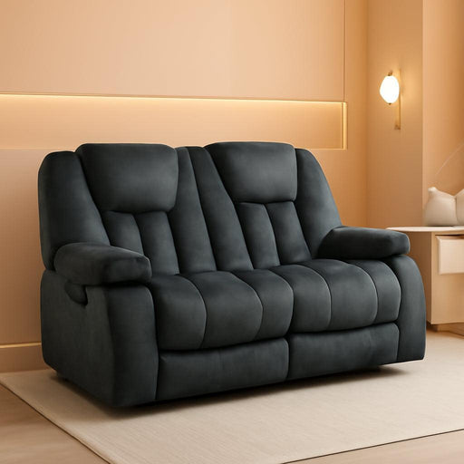 Loveseat Recliner Sofa for Living Room, Extra Wide Modern Overstuffed 2 Seat Reclining Manual Sofa Chair, Daul Recliner with Hidden Armrest Cup Holders, Breathable Fabric, Grey