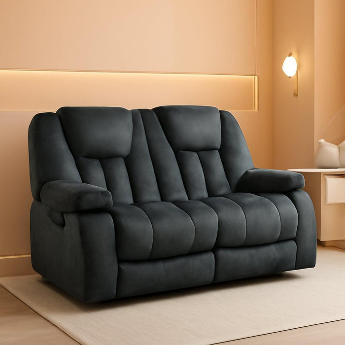 Loveseat Recliner Sofa for Living Room, Extra Wide Modern Overstuffed 2 Seat Reclining Manual Sofa Chair, Daul Recliner with Hidden Armrest Cup Holders, Breathable Fabric, Grey