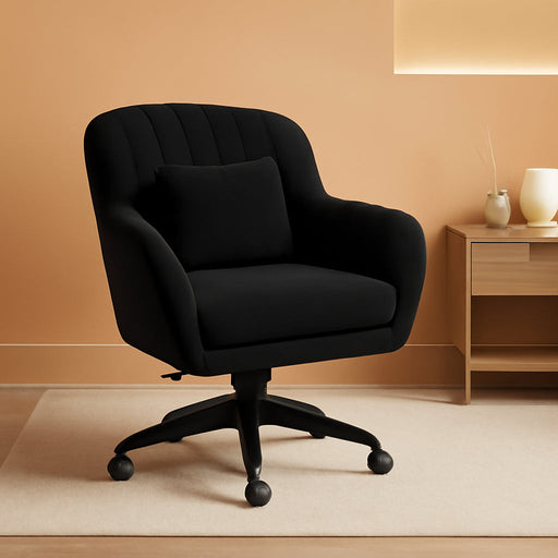 Home Office Chair Computer Chair with Mid-Back Upholstered Modern Tufted Computer Task Chair Swivel Height Adjustable Velvet Accent Chair Suitable for Bedroom, Study