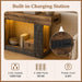 47" Console Table with Outlets & LED Lights, Farmhouse Entryway Table with Unique Geometric Pattern, Sofa Table behind Couch with 2-Tier Storage for Living Room, Hallway, Foyer, Grey & Brown