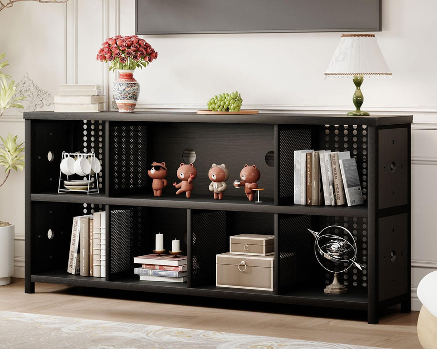 Black 63 Inch Multifunctional Industrial Bookshelf Storage