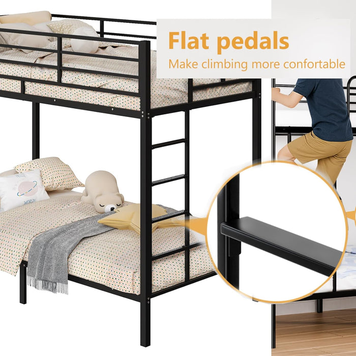Black Twin Over Twin ReinforcedSteelFrame Bunk Bed