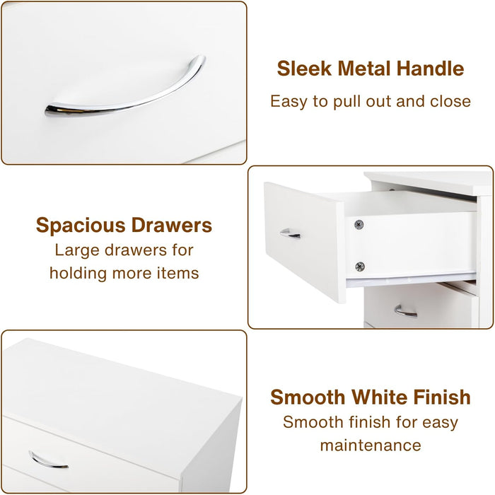 White 4 Drawer Dresser Contemporary Bedroom Storage