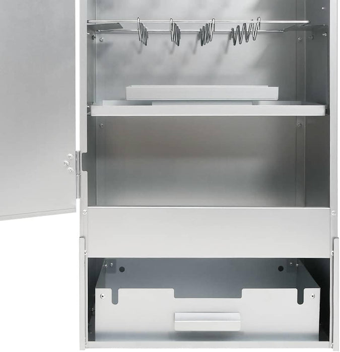 BBQ Oven Smoker with Wood Chips, Outdoor Grill, Smoking Oven for Kitchen Garden Patio, Barbeque, Food Prep Table, Galvanized Steel