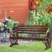 Outdoor Rustic Wooden Bench with Wagon Wheel Arms, 3 People Outdoor Bench Garden Bench Front Porch Furniture Patio Lawn Yard Park, Indoor and Ourdoor Decor