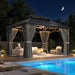 10'X12' Outdoor Gazebo Hardtop Grill Gazebo Aluminum Galvanized Steel Double Roof Outdoor Pergola Include Curtain and Netting for Backyard, Patio, Lawn