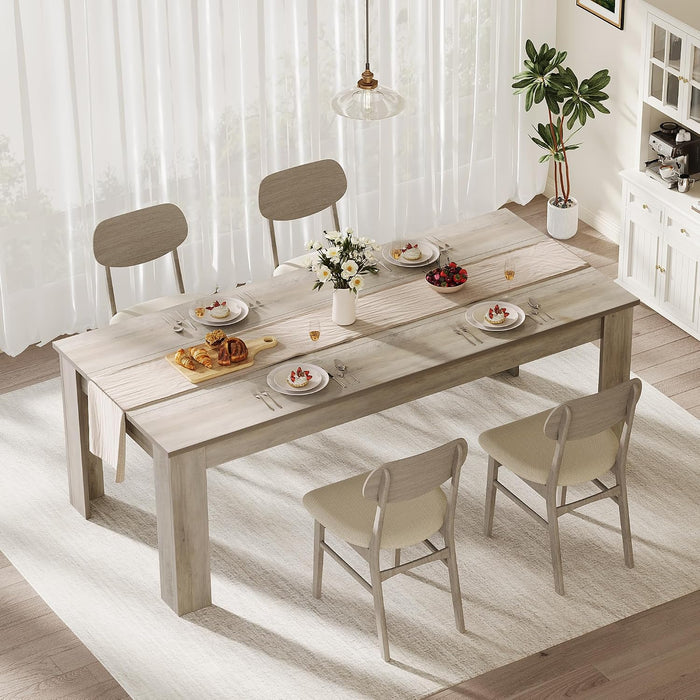 71" Farmhouse Dining Table for 6-8 People, Rectangular Kitchen Table