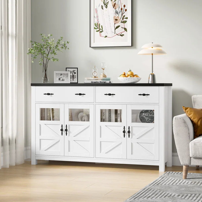 Nostrand 55.1"W Accent Cabinet with 3 Drawers and Adjustable Shelves