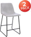Reagan 24" Leathersoft Counter Height Stools with Footrest, Mid-Century Modern Bucket Style Dining Chairs, Set of 2, Light Gray