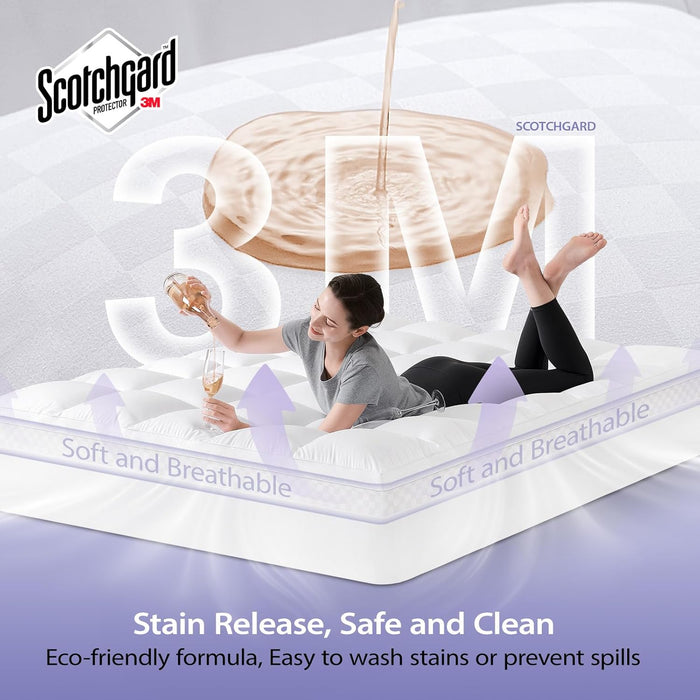 5 Inch Queen Memory Foam Mattress Topper Pro Dual Layer 3 Inch Cooling Gel Egg Crate Memory Foam plus 2 Inch Pillow Top Medium Firm with Deep Pocket