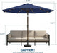 10FT Solar Patio Umbrella with Lights, Outdoor Table Market Umbrella with 32 LED Lights, 8 Sturdy Ribs, Push Button Tilt and Crank for Pool, Deck and Garden, Uv-Resistant
