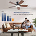 Ceiling Fans with Lights, 42 Inch Low Profile Ceiling Fan with Light and Remote Control, Flush Mount, DC Reversible Motor, Noiseless, Brown 6 Speeds Ceiling Fan for Bedroom