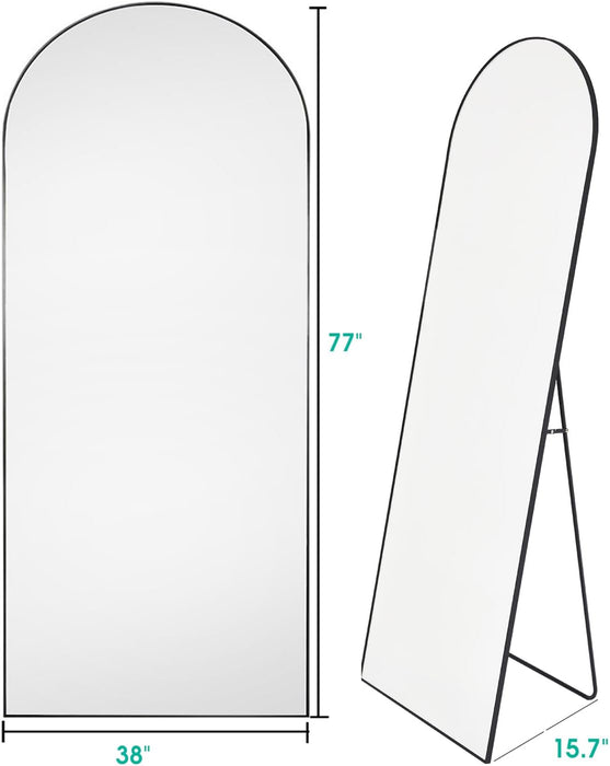 Arched Floor Mirror, 41" X 81" Oversized Full Body Mirror, Freestanding, Arch Mirror, Wall Mounted for Bedroom, Black