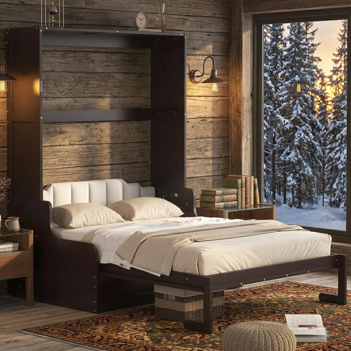 Queen Size MurphyBed WithSofa EspressoFinish SolidWood