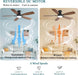 Ceiling Fans with Lights, 52 Inch Low Profile Ceiling Fan with Light and Remote Control, Flush Mount, DC Reversible Motor, Noiseless, Brown 6 Speeds Ceiling Fan for Bedroom
