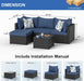 Patio Furniture Set, 5PCS Outdoor Sectional W/ Ottoman & Cushion, Navy Blue