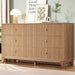 Fluted 6 Drawers Dresser, 54" Wide Modern Chest of Drawers with round Corners, Wooden Dresser TV Stand, Wood Drawer Organizer for Bedroom, Living Room, Hallway