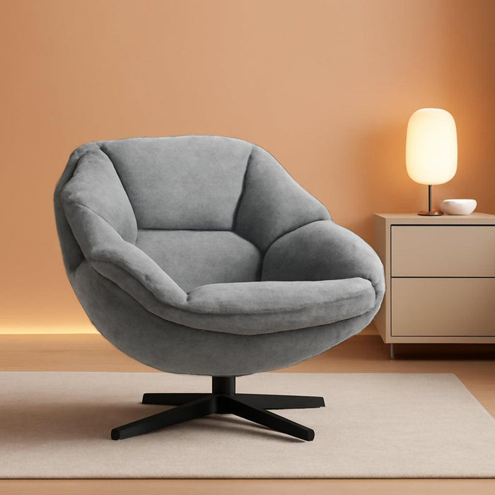 Swivel Accent Chair for Living Room, Upholstered Armchair with Metal Legs, Lounge Sofa Chair, Comfy Leisure Chairs for Bedroom Reading (Gray)