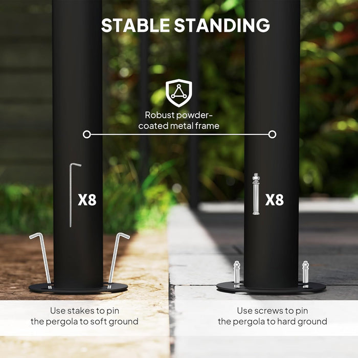 10' X 10' Outdoor Pergola Gazebo with Uv-Resistant Canopy and Metal Frame, Sun Shade Shelter for Porch, Patio, Deck, Backyard, Charcoal Gray