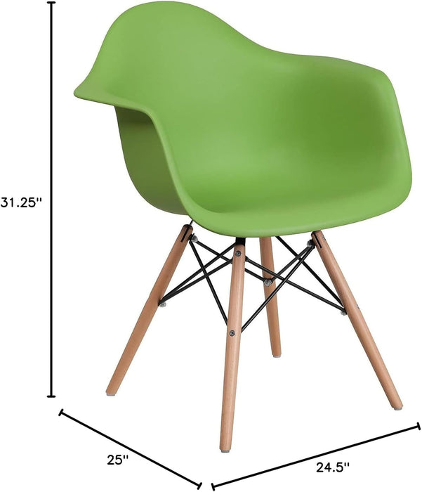 Alonza Series Green Plastic Chair with Wooden Legs