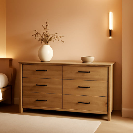 Cannery Bridge 6 Drawer Dresser Bedroom Dresser Chest of Drawers Wooden, in Sindoori Mango