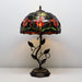 Tiffany Style Red Tulip Stained Glass Table Lamp 19 Inch