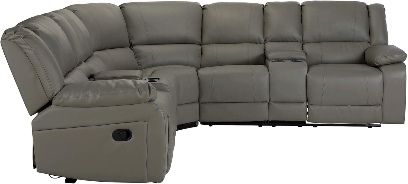 107" Power Reclining Sectional Sofa Grey Leather