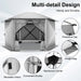 12X12Ft Camping Outdoor Gazebo, 6 Sided Pop-Up Gazebo Canopy with Mesh Windows, Portable Carry Bag, Waterproof, UV 50+, Large Shade Tents for Outdoor Camping, Backyard, Gray