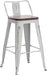 24" Swivel Metal Barstools Set of 4, Counter Height Bar Stools Industrial Bar Chairs with Modern Wooden Top-Low Back, Distressed White