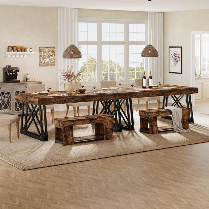 IndustrialStyle Brown Farmhouse Dining Table Metal Legs
