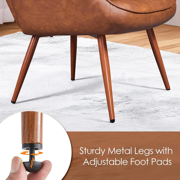 Brown PU Leather Highback Upholstered Accent Chairs