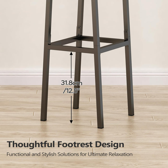 Set of 2 Bar Stools, Tall Bar Stools with Backrest and Footrest, Tall Bar Chairs, Industrial Style Counter Height Bar Stools for Dining Room, Kitchen, Bar Rustic Brown