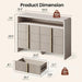 53.2" Fluted 6 Drawer Dresser with Open Shelf, Grey