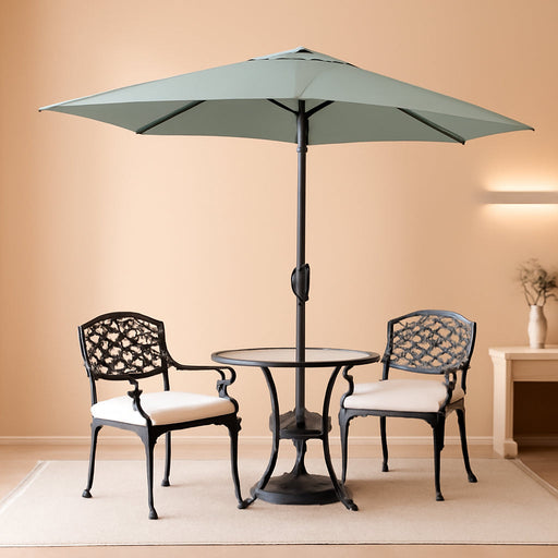Half Umbrella Outdoor Patio Shade - 9 Ft Patio Umbrella with Easy Crank - Small Canopy for Balcony, Table, or Deck (Brilliant Blue)