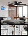 Ceiling Fans with Lights 52 Inch, Flush Mount, Remote Control, 3CCT Dimmable, 6 Speeds, Quiet Reversible DC Motor, Low Profile Hugger Black Ceiling Fan for Bedroom, Living Room, Indoor/Outdoor, ETL