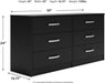 Black Contemporary Six Drawer Dresser Ball Bearing