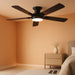 Ceiling Fans with Lights, 52 Inch Low Profile Ceiling Fan with Light and Remote/App Control, Flush Mount, Dimmable, Qiuet DC Motor, Black Ceiling Fan for Bedroom, Living Room