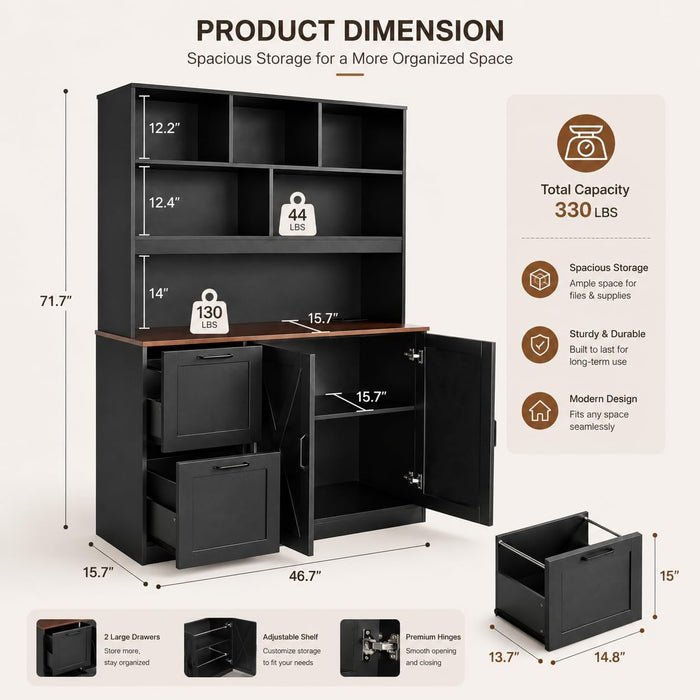 72-Inch Tall Bookshelf With Integrated Power Outlet