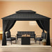 12x14 Gray Hardtop Gazebo Outdoor Weatherproof Netting