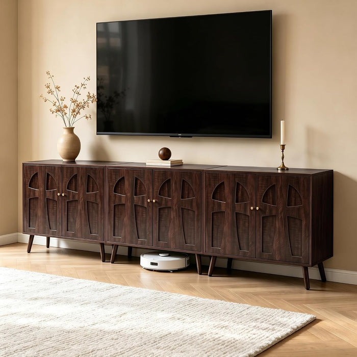 Dark Walnut Sideboard Buffet Cabinet With AdjustableShelves