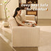 White Eighty Inch Corduroy Upholstered Sofa Cushions