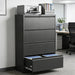 4 Drawer Lateral File Cabinet with Lock, Heavy Duty Wide Steel Filing Cabinet for Home Office, 36" W Horizontal Storage Cabinet for Letter/Legal/A4/F4 Hanging Files, Easy Assembly (Black)