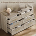 6 Drawer Dresser for Bedroom-56.4" Extra-Wide Wooden Chest of Drawers with Large Storage, Long Dresser TV Stand with Drawers, Farmhouse Closet Dressers for Nursery Living Room, Grey White Oak