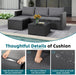 Patio Furniture Set with Detachable Soft Cushions, Outdoor PE Rattan Patio Conversation Sofa Set, 3-Piece Patio Sectional Sofa with Glass Coffee Table (Black Rattan&Charcoal)